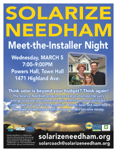 Solarize Needham Meet the Installer flyer